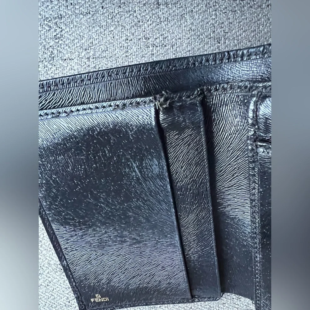 Fendi Black leather compact wallet